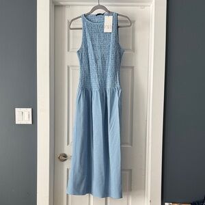 Zara Light Blue Textured Midi Dress